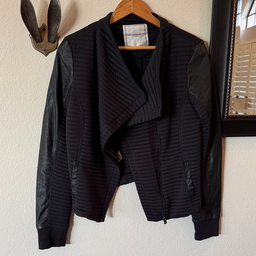 Lorna Jane Black Quilted Leather Jacket